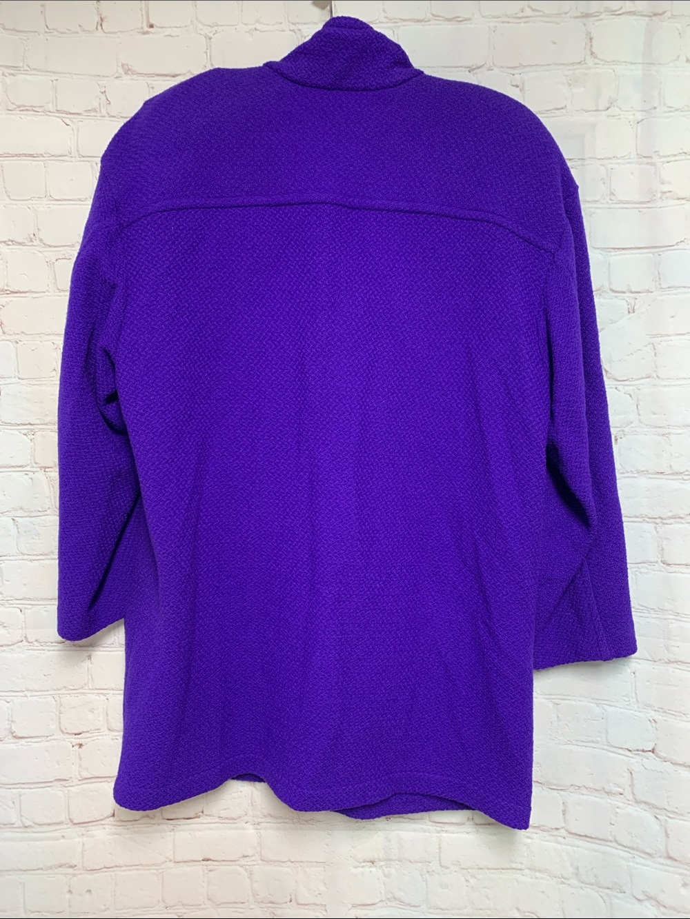 RARE Vintage St. John Purple Knit Jacket Coat Gold Black Logo Buttons Size P 42” - Picture 5 of 5
